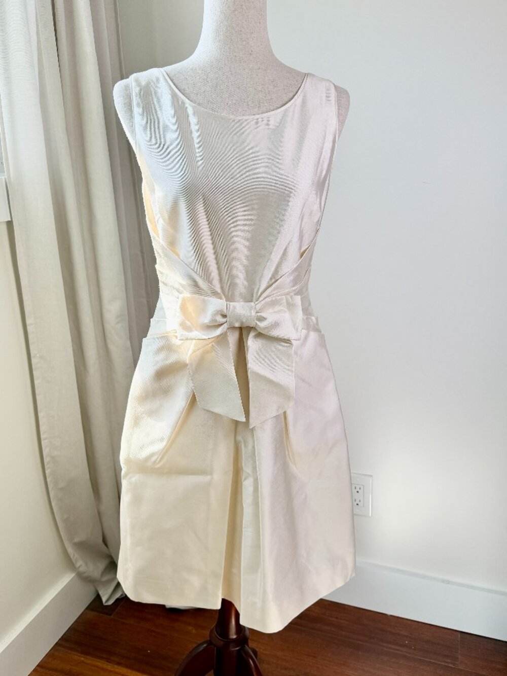 Kate Spade Wedding Belles Jillian Bow Dress Ivory Silk Blend Size 4 Sleeveless - Picture 2 of 11